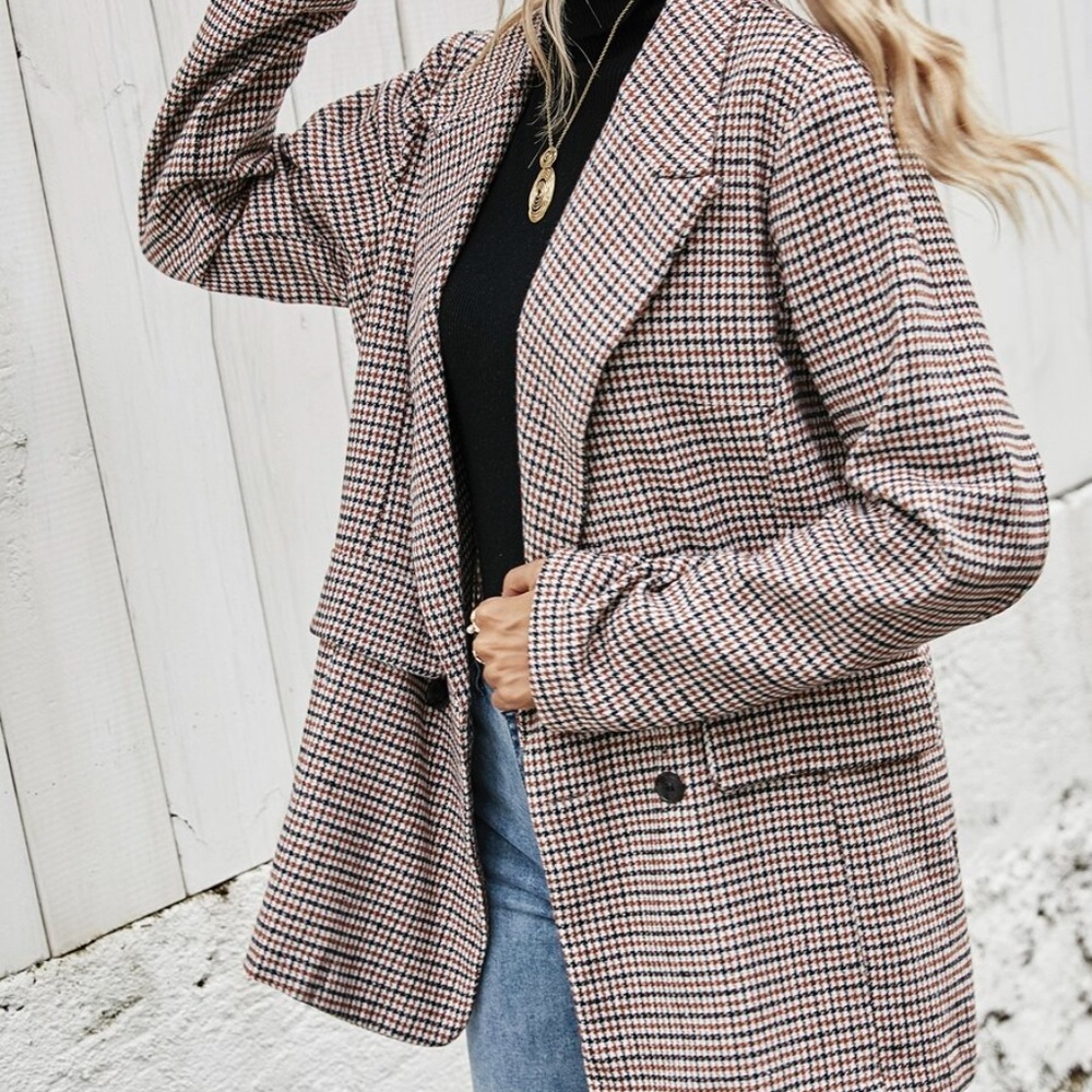 Houndstooth fall coat jacket Blazer - Picture 4 of 4